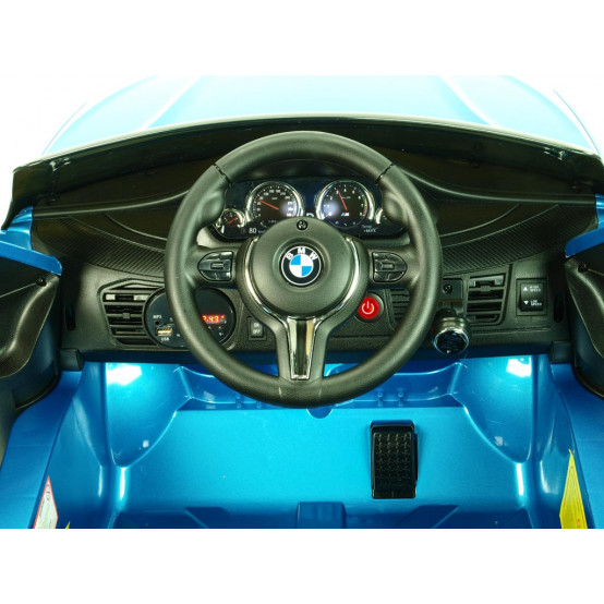 BMW X6 M s 2.4G ovladačem, čalouněnou sedačkou, AUX, TF, USB, MODRÉ LAKOVANÉ